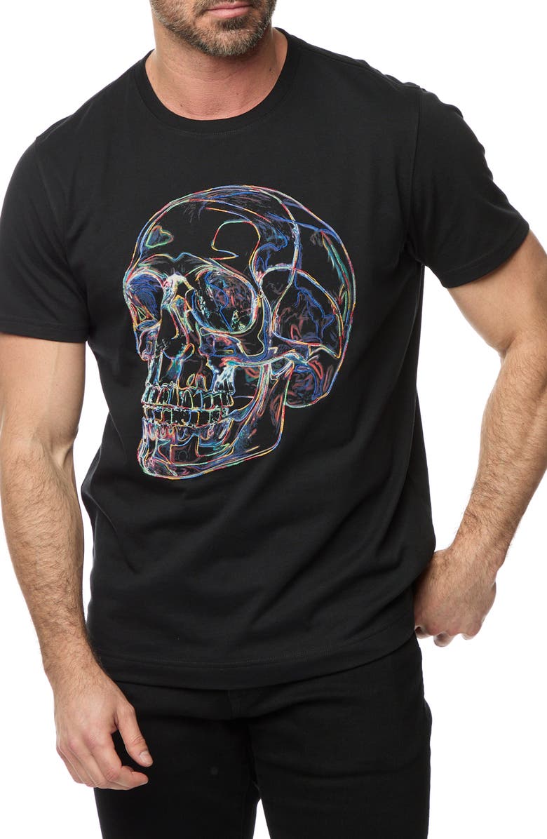 Robert Graham Glowing Skull Embroidered Cotton Graphic T-Shirt, Main, color, 