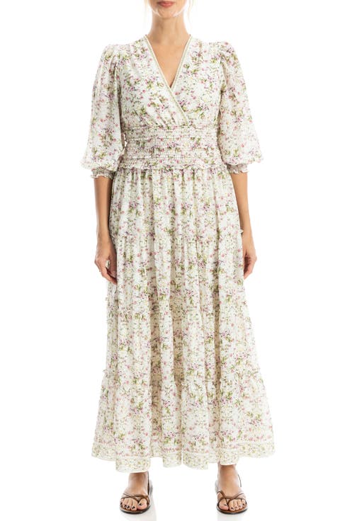 Surplice Neck Smocked Waist Maxi Dress