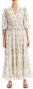 MAX STUDIO Surplice Neck Smocked Waist Maxi Dress