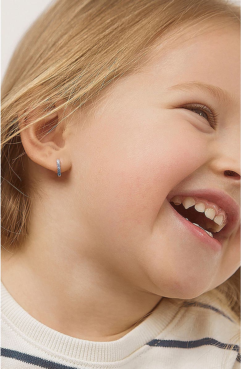 In Season Jewelry Double Sided Prong Cubic Zirconia Hoop Earrings, Alternate, color, Blue