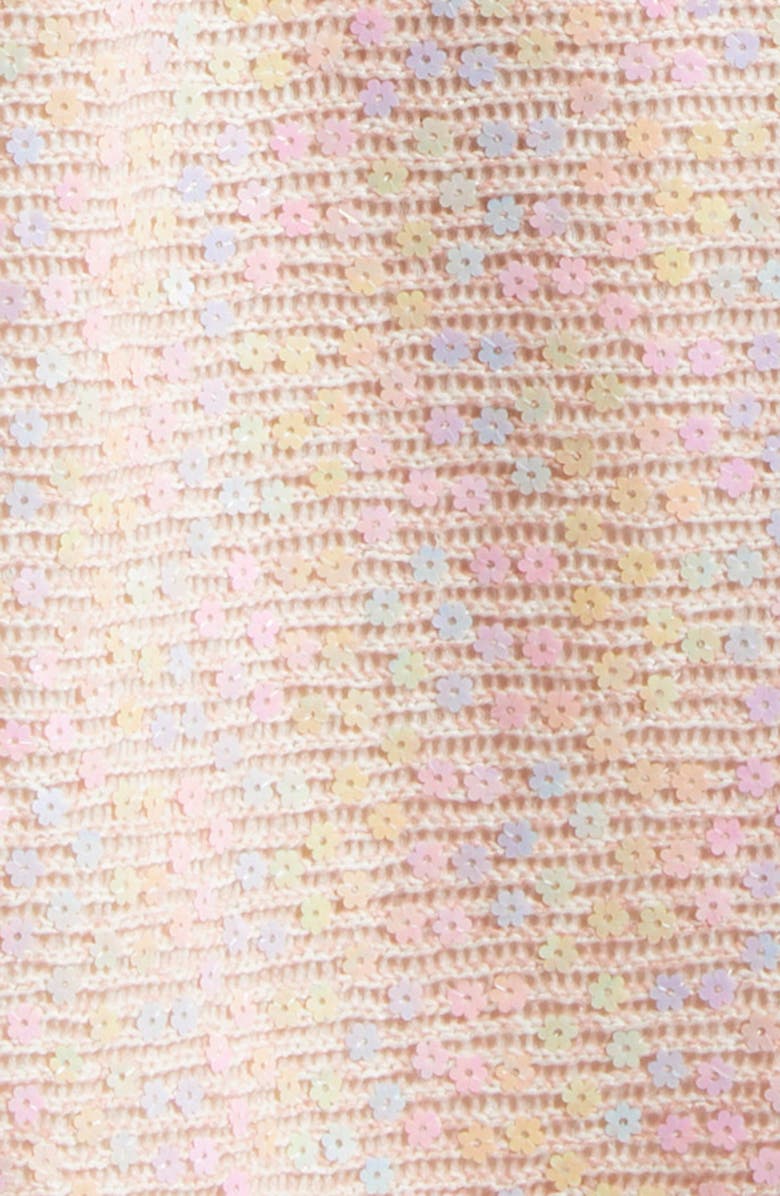 La Vie Style House Daisy Sequin Bell Sleeve Cover-Up Dress, Alternate, color, Peach Pink Multi