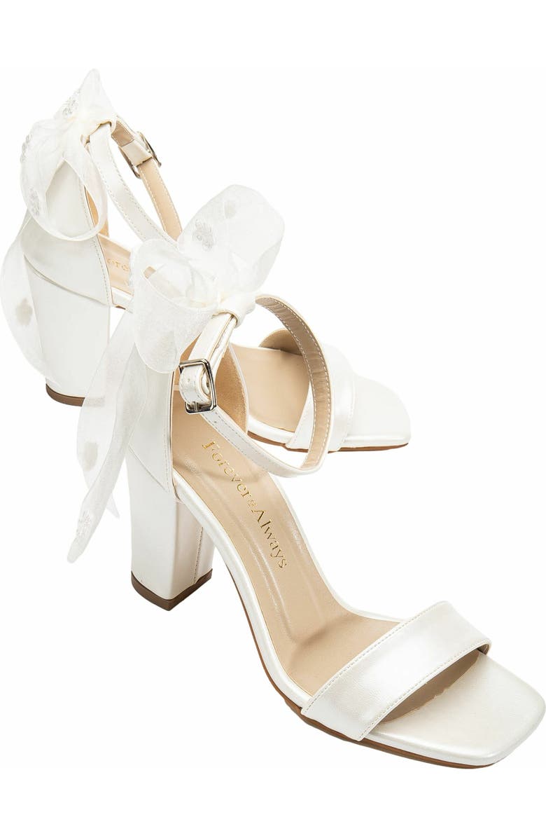Forever & Always Shoes Rafaelle Bridal Sandals with Lace Back Bow, Main, color, Ivory