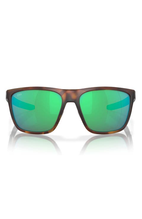 Ferg 59mm Polarized Mirrored Rectangular Sunglasses