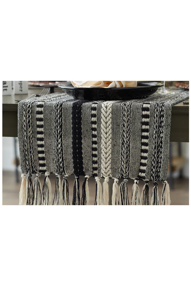 Braided Stripe Table Runner, Alternate, color, BLACK