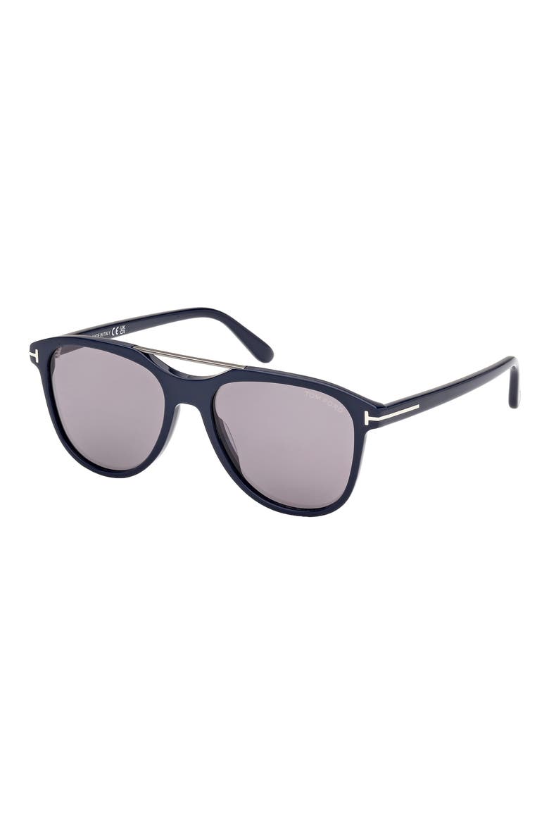 Damian 54mm Pilot Sunglasses, Alternate, color, SHINY NAVY BLUE / LIGHT SMOKE