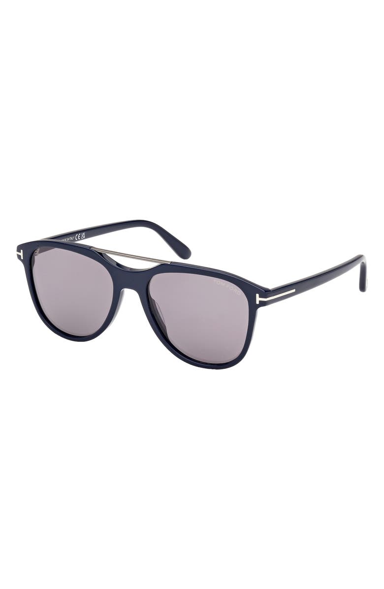 TOM FORD Damian 54mm Pilot Sunglasses, Alternate, color, Shiny Navy Blue / Light Smoke