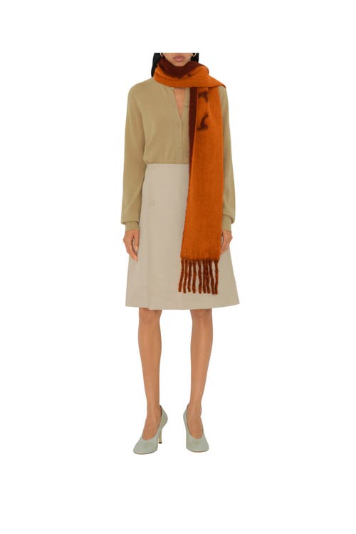Burberry Reversible Logo Alpaca Wool Blend Scarf In Ginger