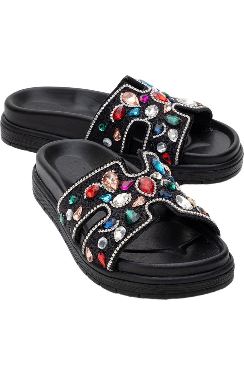 Forever & Always Shoes Denilla Leather Embellished Slide Sandal, Main, color,