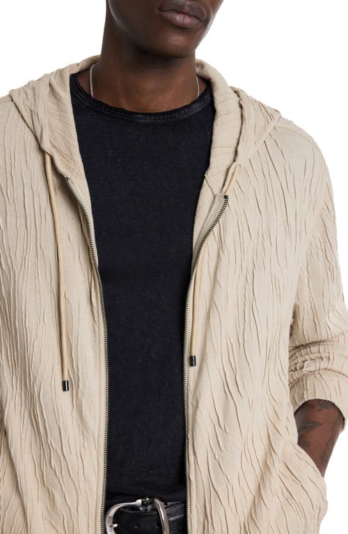 John Varvatos Ishan Crinkle Zip Front Hoodie In Fossil Grey