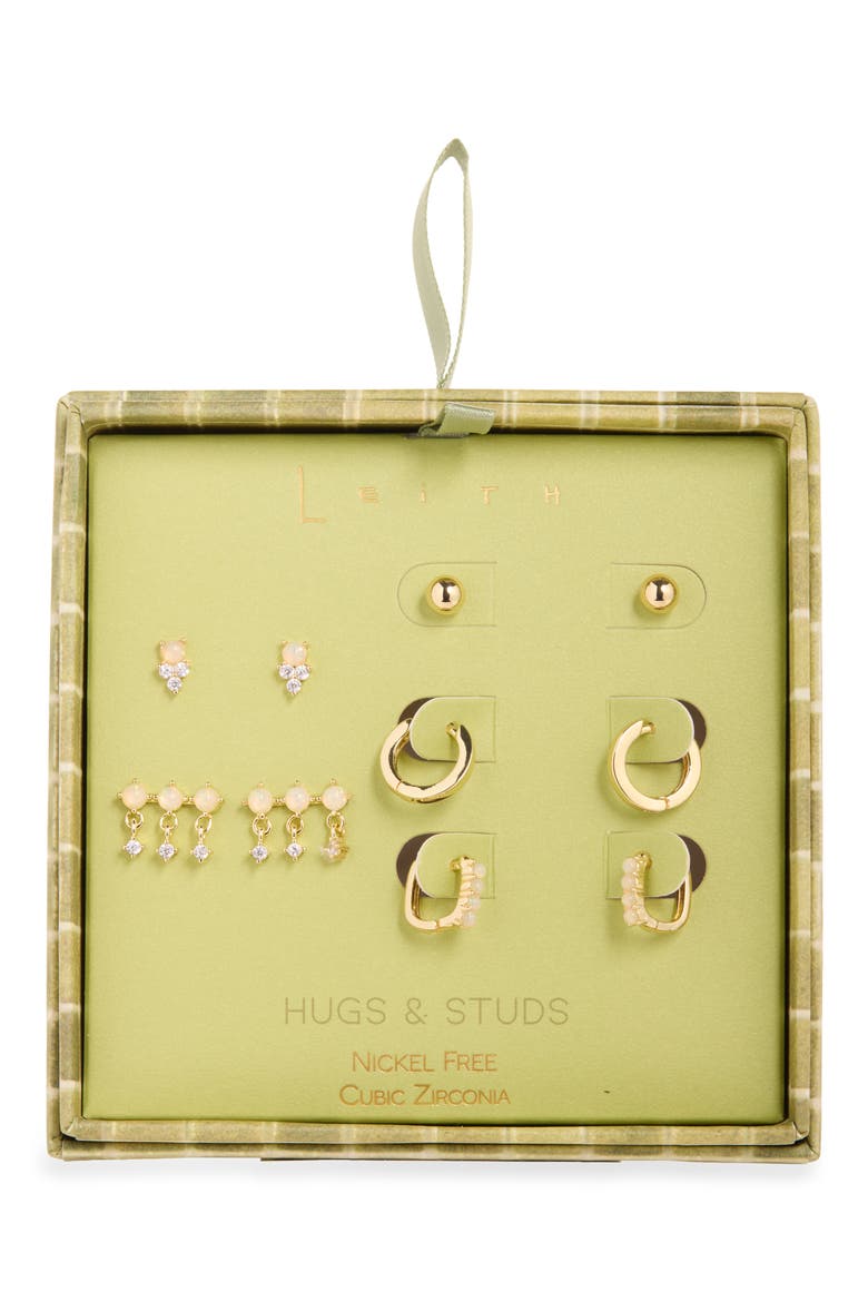 6-Pack Stud & Hoop Earrings, Main, color, CLEAR- GOLD