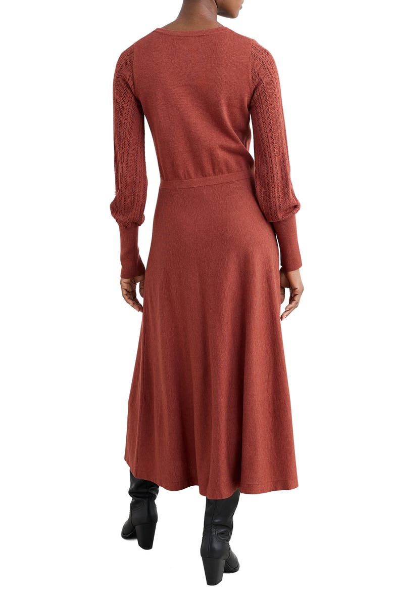 Herring Gull Long Sleeve Organic Cotton Sweater Dress, Alternate, color, KNIT MELANGE BURGUNDY