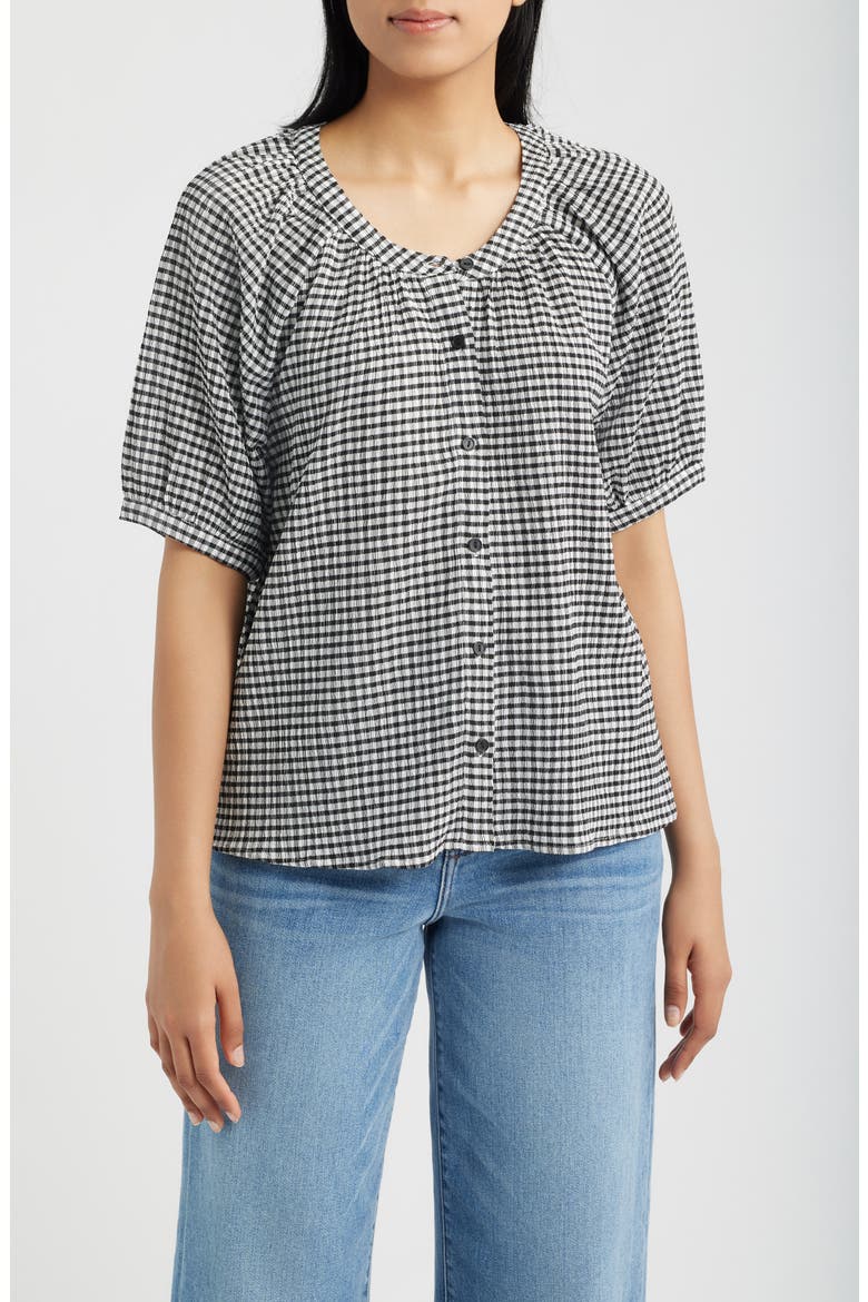 Check Front Button Top, Main, color, WHITE/ BLACK