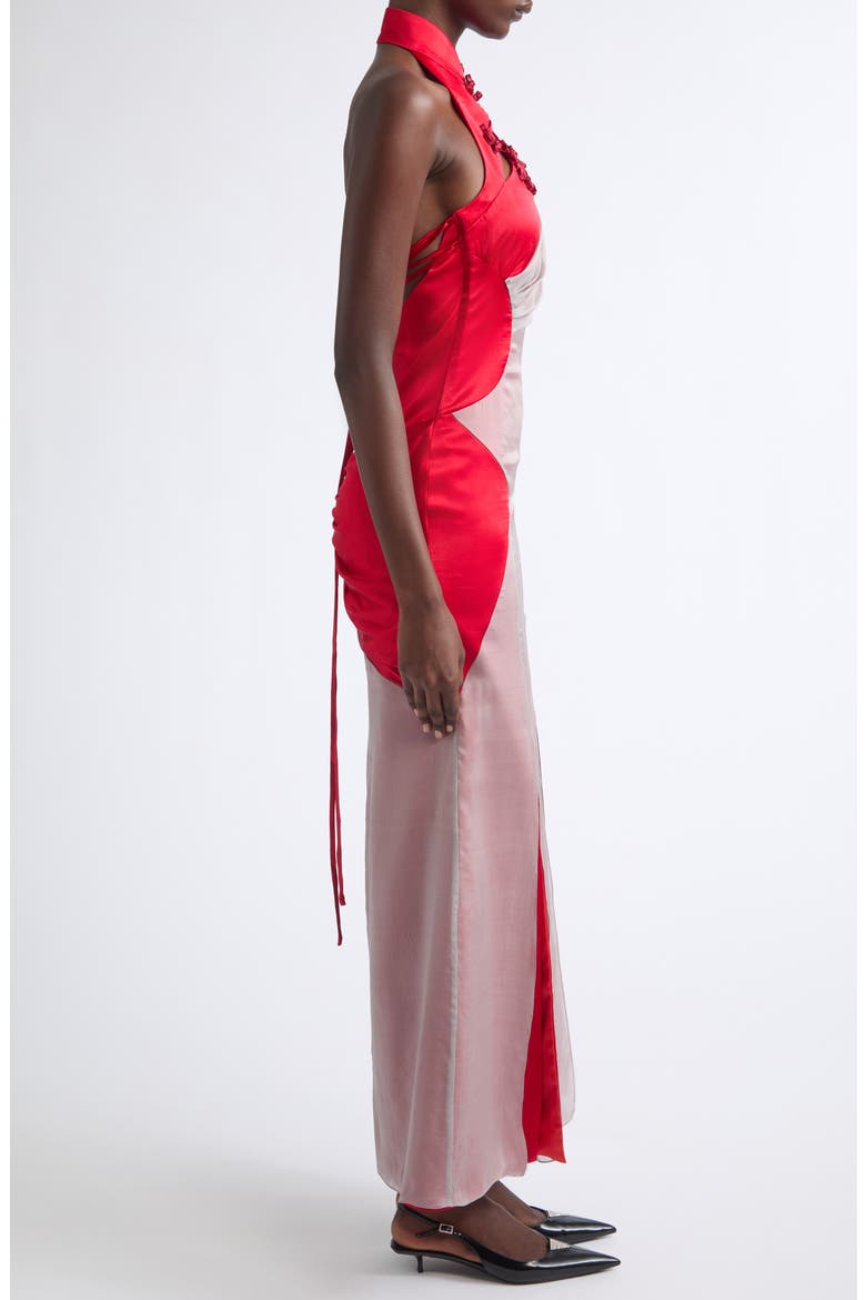 Wai Tak Silk Gown, Alternate, color, RED AND SMOKE