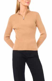 Halogen® Rib Quarter Zip Sweater