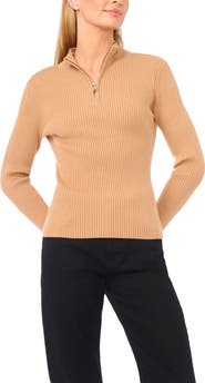 Halogen® Rib Quarter Zip Sweater