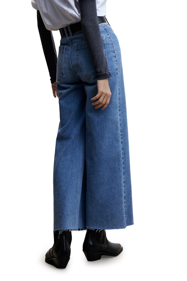 High Waist Culotte Jeans, Alternate, color, MEDIUM BLUE