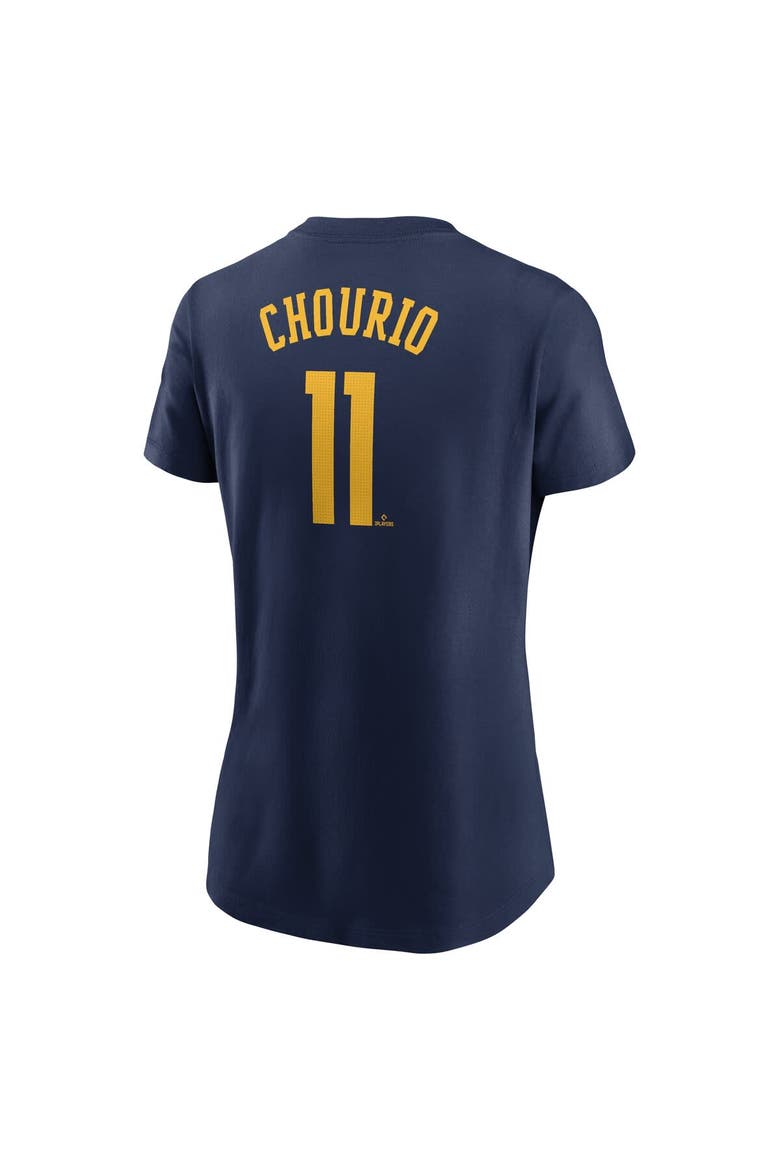 Women's Nike Jackson Chourio Navy Milwaukee Brewers Cooperstown Collection Fuse Name & Number T-Shirt, Alternate, color, Navy