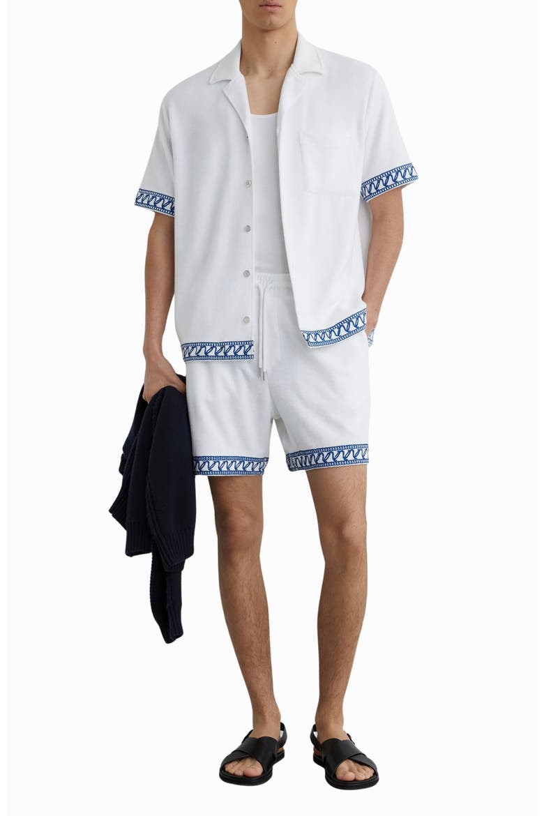 Bleeker Geometric Embroidered Top, Alternate, color, WHITE