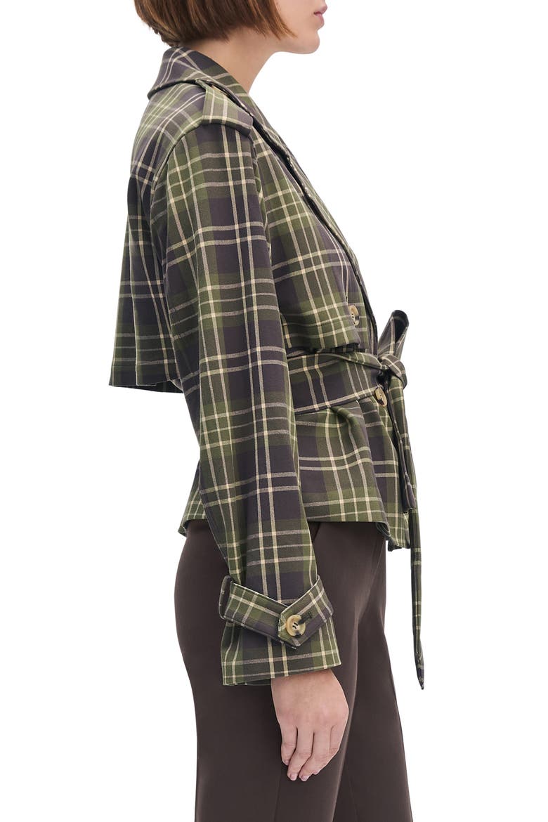 The Cropped Charles Plaid Trench Coat, Alternate, color, COUNTRYSIDE PLAID