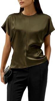 Lilysilk Short Batwing Sleeve Silk Contour Top