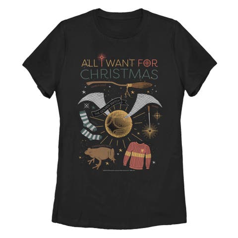 Women's Harry Potter All I Want for Wizard Christmas  Graphic T-Shirt