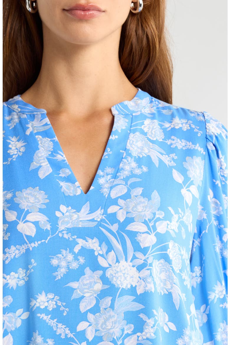 Odella Floral Print Shift Minidress, Alternate, color, BLUE-WHITE