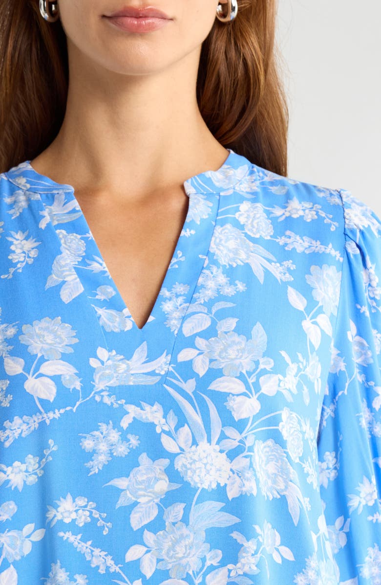 SUGARLIPS Odella Floral Print Shift Minidress, Alternate, color, Blue-White