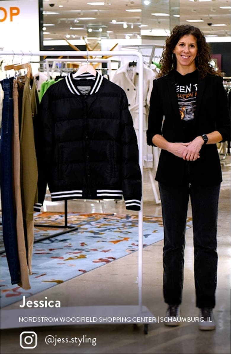 Quilted Varsity Bomber Jacket, sales video thumbnail