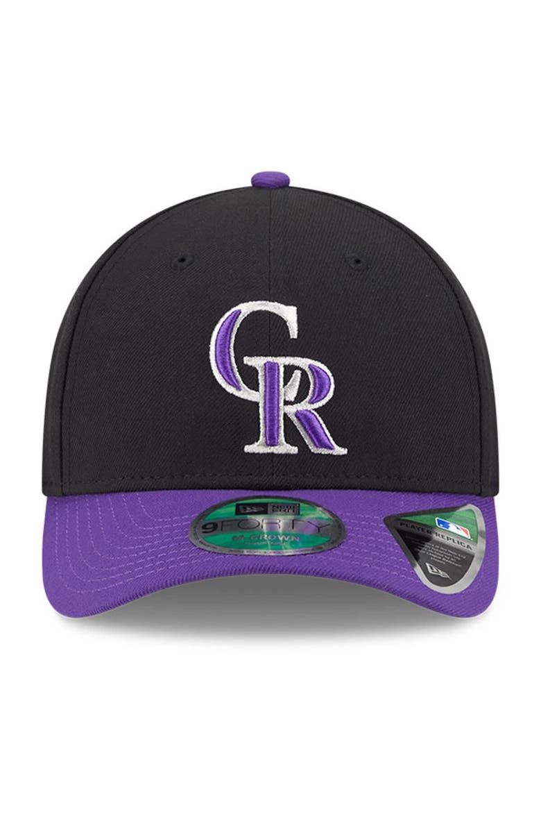 New Era Men's New Era Black/Purple Colorado Rockies Player Replica 9FORTY Adjustable Hat, Alternate, color, Black