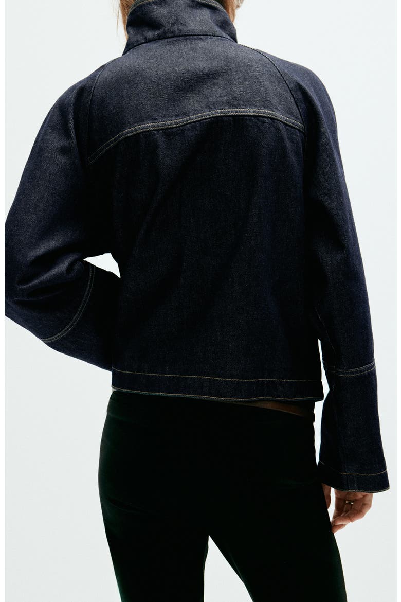 Funnel Neck Nonstretch Denim Jacket, Alternate, color, OPEN BLUE