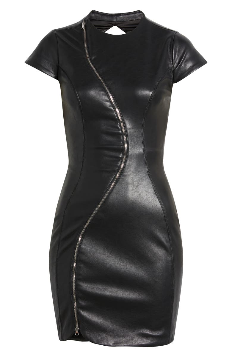 Mistress Rocks Backless Faux Leather Minidress, Alternate, color,