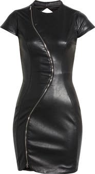 Mistress Rocks Backless Faux Leather Minidress