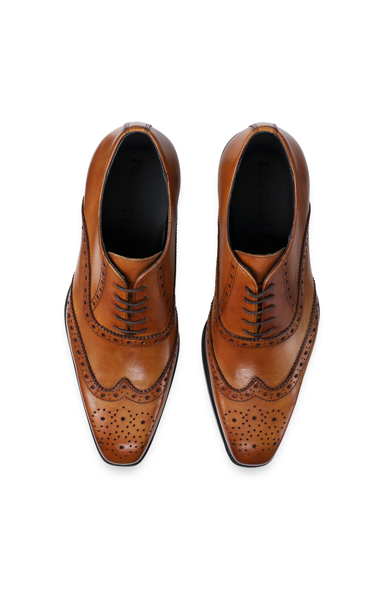 Paul Fredrick Leather Wing Tip Oxford Shoes, Alternate, color, Chestnut