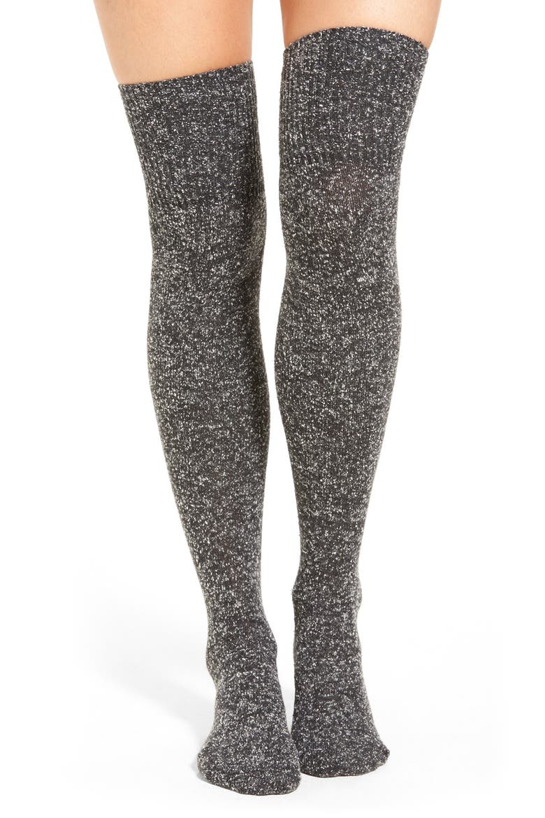'Snowfall Tweed' Over the Knee Socks, Main, color, PEPPERCORN