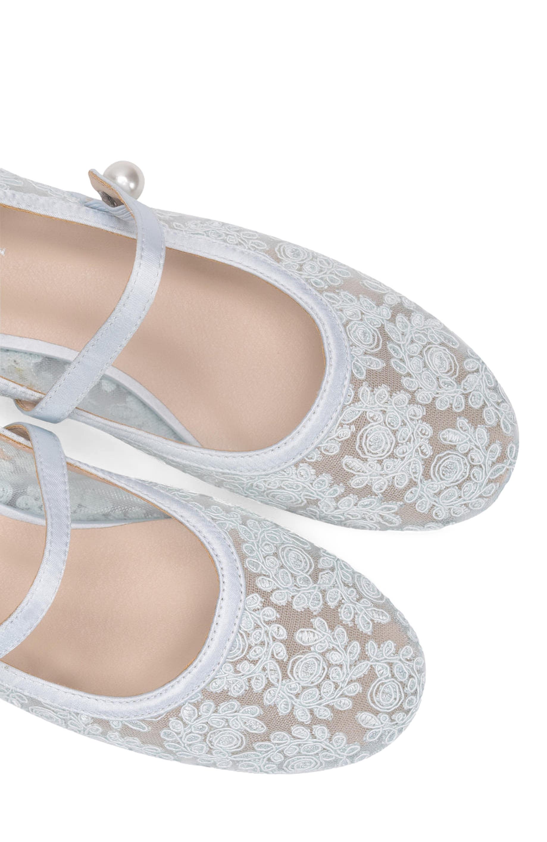Zora Crochet Lace Mary Jane Flats, Alternate, color, Light Blue