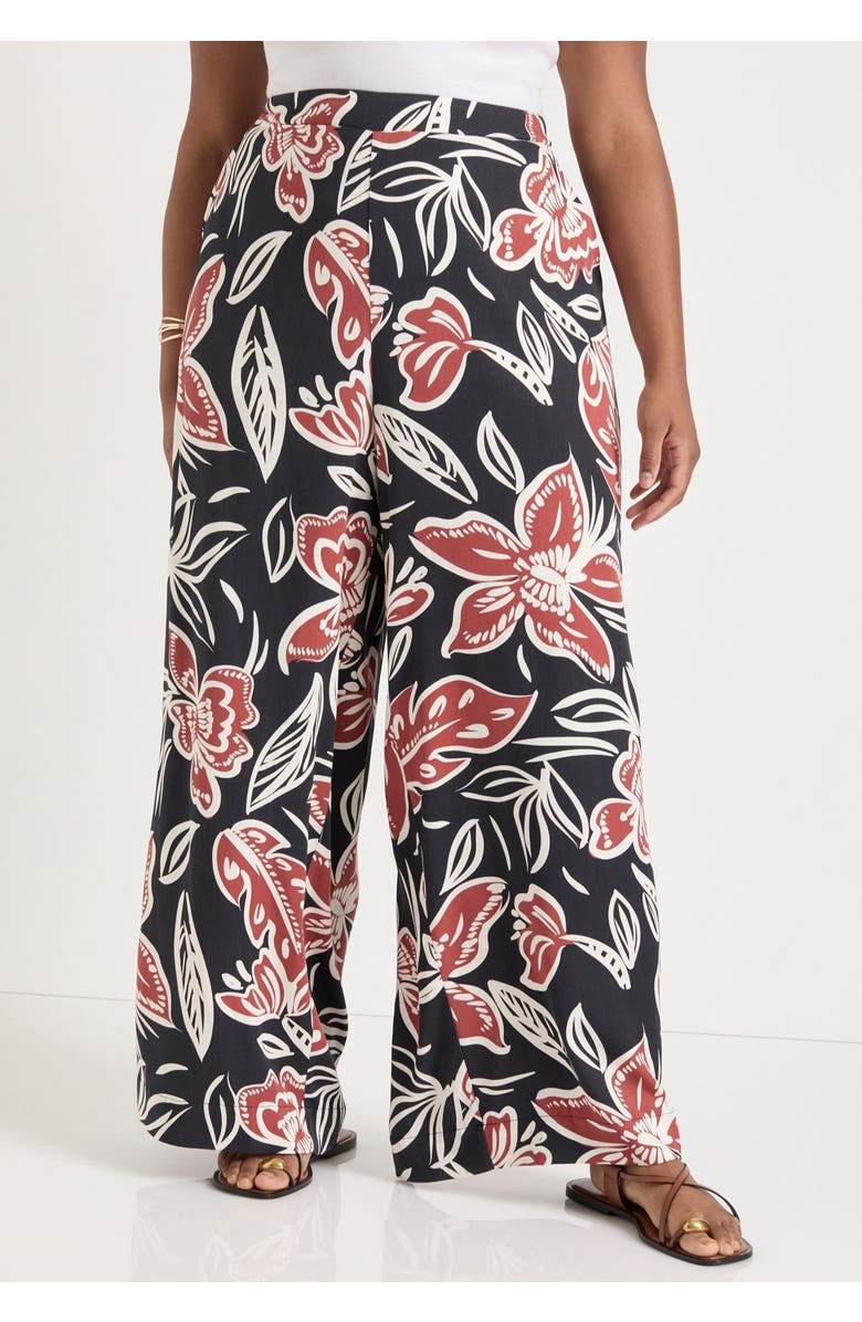 June + Vie Wide-Leg Pull-On Pants, Alternate, color, Batik Floral