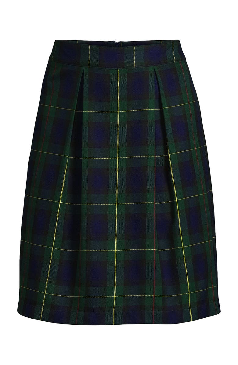 Lands
 End School Uniform  Plaid Skort Top of Knee, Alternate, color, Hunter/Classic Navy Plaid