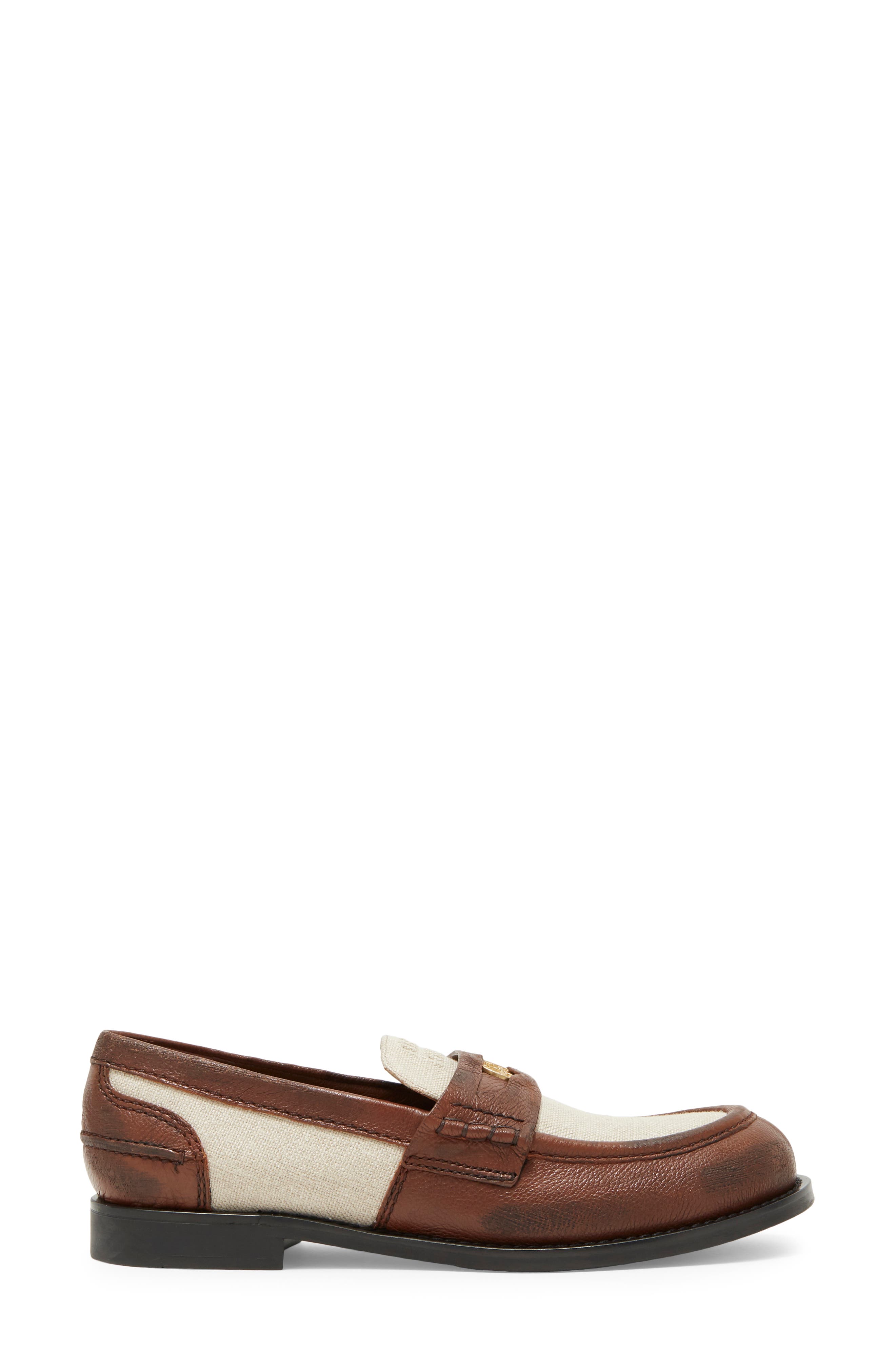 Miu Miu Mixed Media Penny Loafer, Alternate, color, 