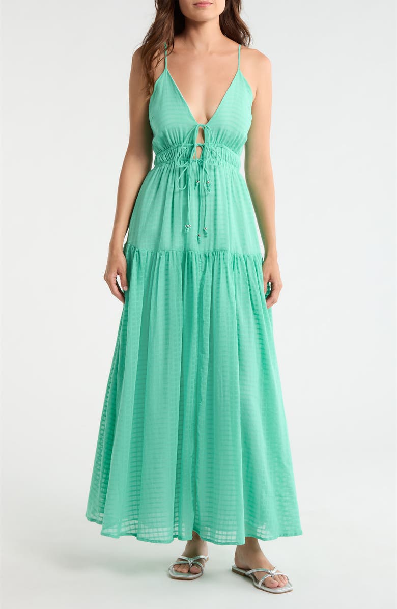 Elan Sleeveless Tiered Cover-Up Maxi Dress, Main, color, Mint