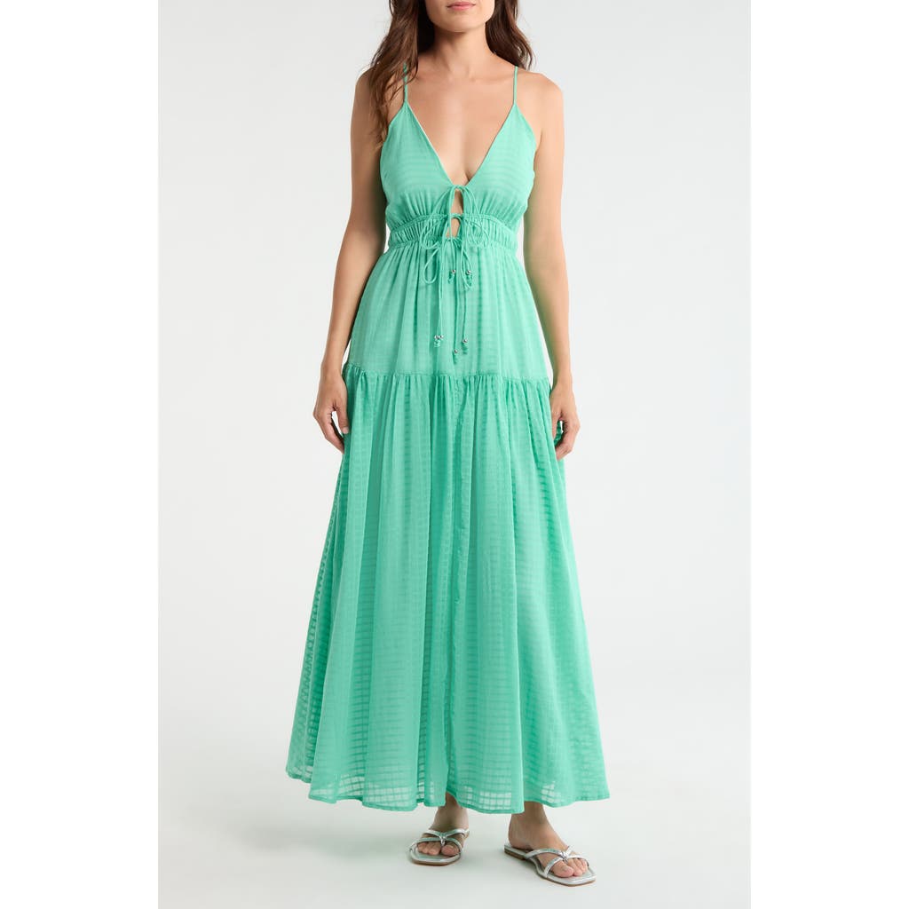 Elan Sleeveless Tiered Cover-Up Maxi Dress in Mint at Nordstrom, Size Medium