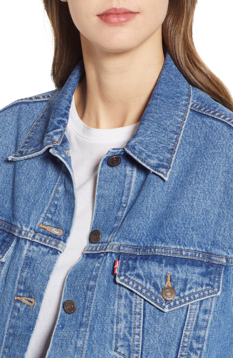 Levi's<sup>®</sup> Extra Long Denim Trucker Jacket, Alternate, color, 