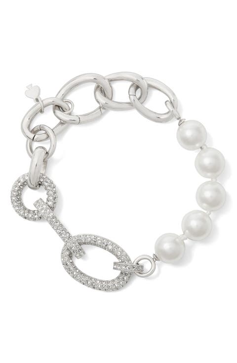 Pearl Theory Faux Pearl & Cubic Zirconia Line Bracelet