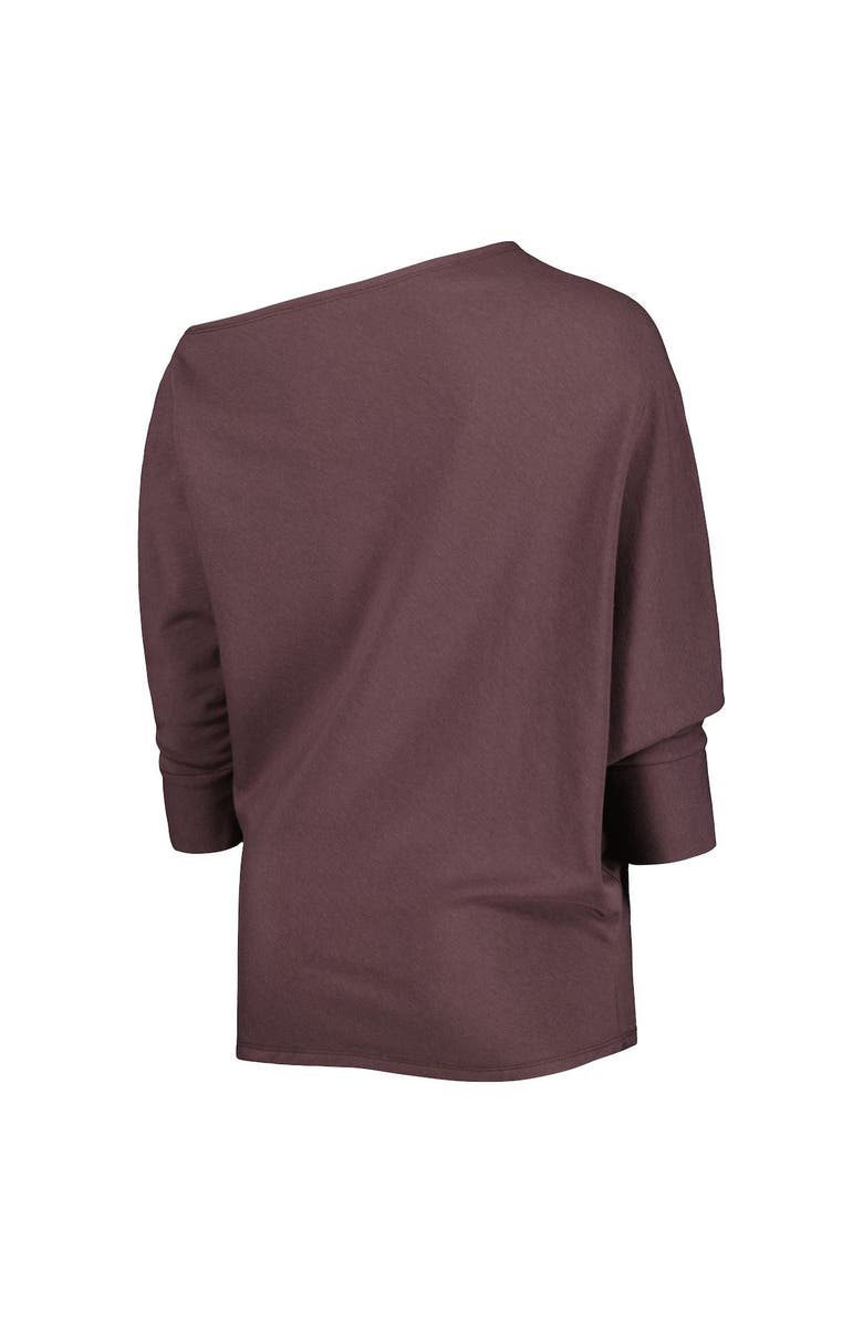 KIYA TOMLIN Women's KIYA TOMLIN Brown Cleveland Browns Twisted Tri-Blend Asymmetrical 3/4-Dolman Sleeve Sweatshirt, Alternate, color, 