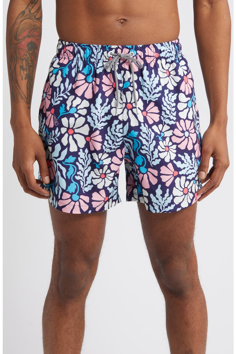 Mellow Mid Length Swim Trunks, Main, color, BLUE