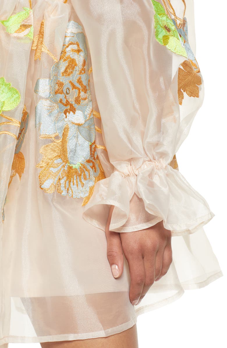 ASOS DESIGN Floral Embroidered Long Sleeve Minidress, Alternate, color,