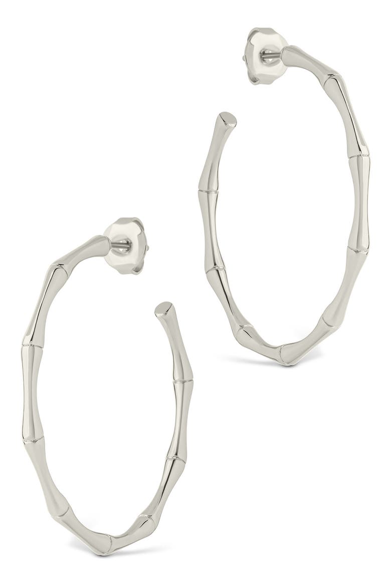 Delia Textured Hoop Earrings, Alternate, color, SILVER