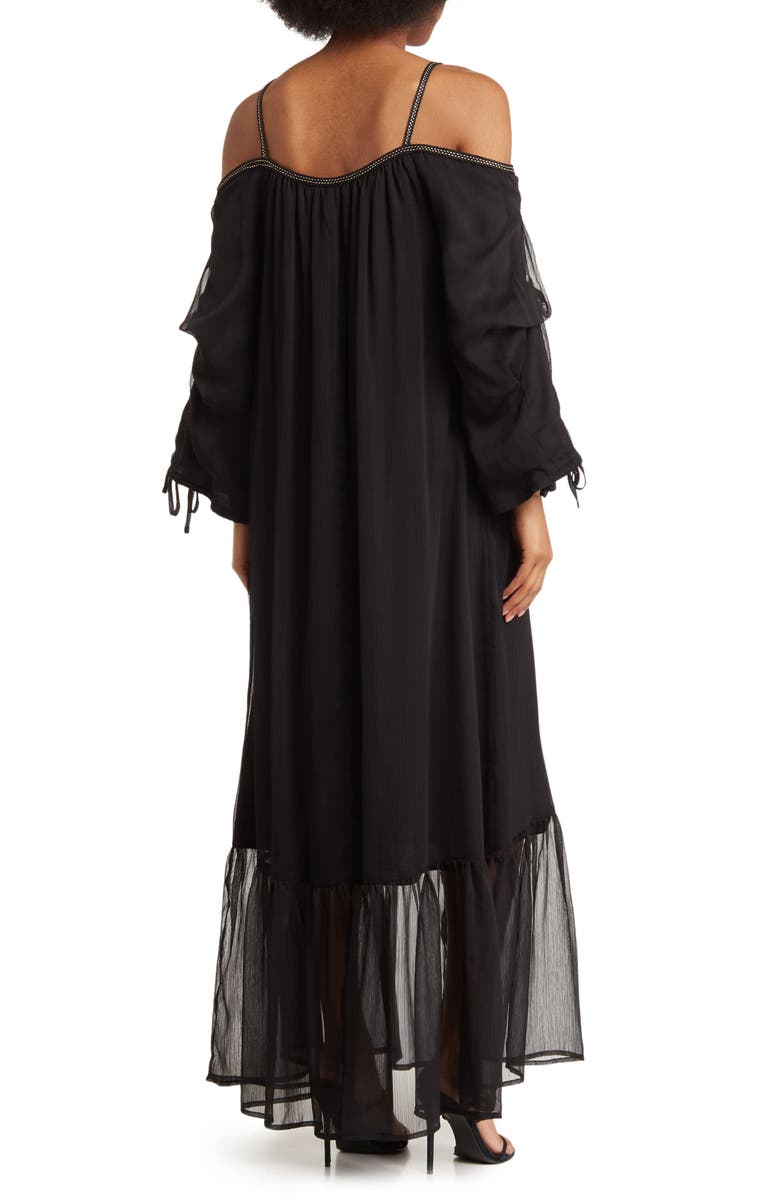 BY DESIGN Mira Cold Shoulder Maxi Dress, Alternate, color, Black