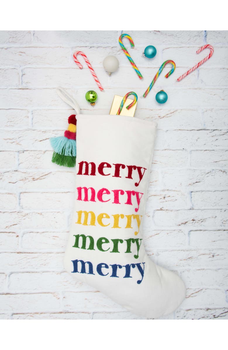 carol & frank Colorful Merry Hanging Christmas Stocking 20", Alternate, color, Red