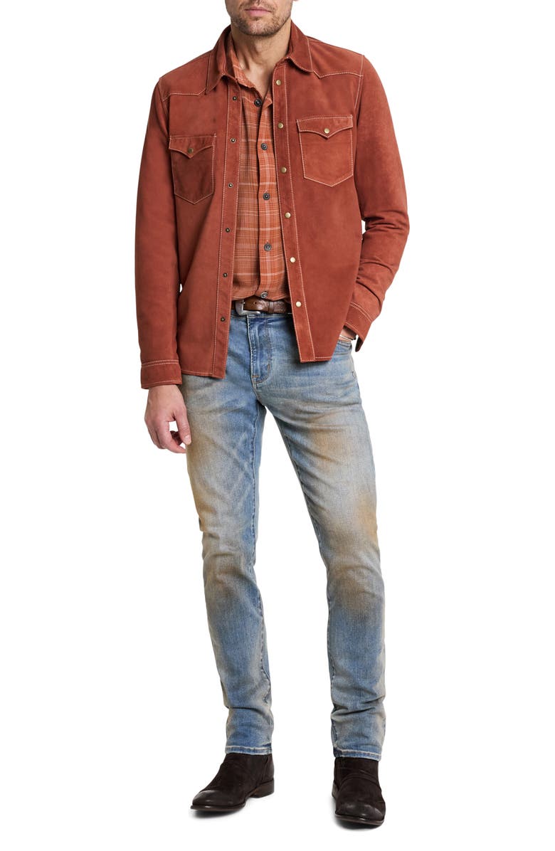 John Varvatos Plaid Button-Up Overshirt, Alternate, color,