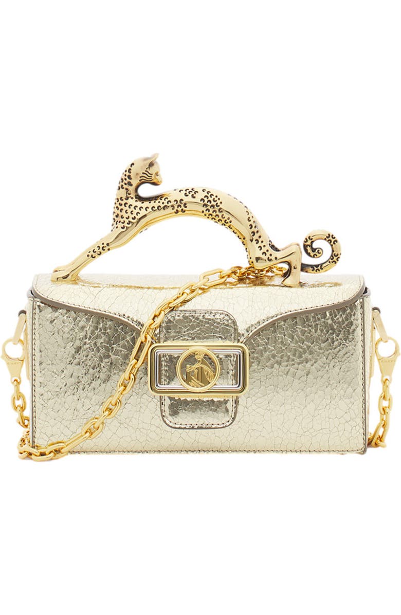 Lanvin Nano Pencil Cat Bag In Crackled Metallic Leather, Alternate, color,